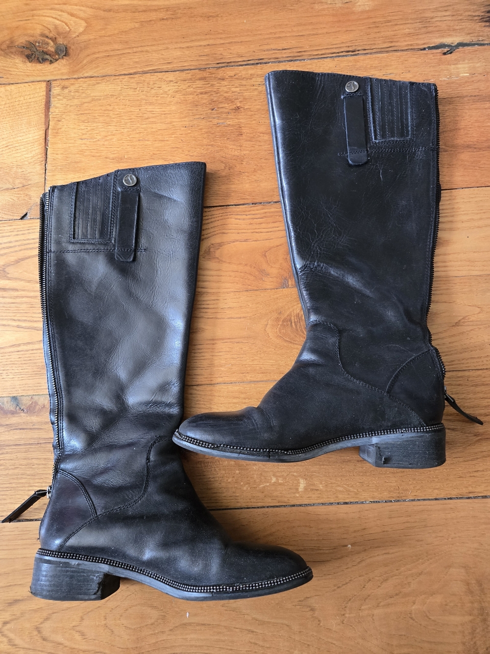 Franco Sarto Size 6.5, Black Leather Knee-High Riding Boots